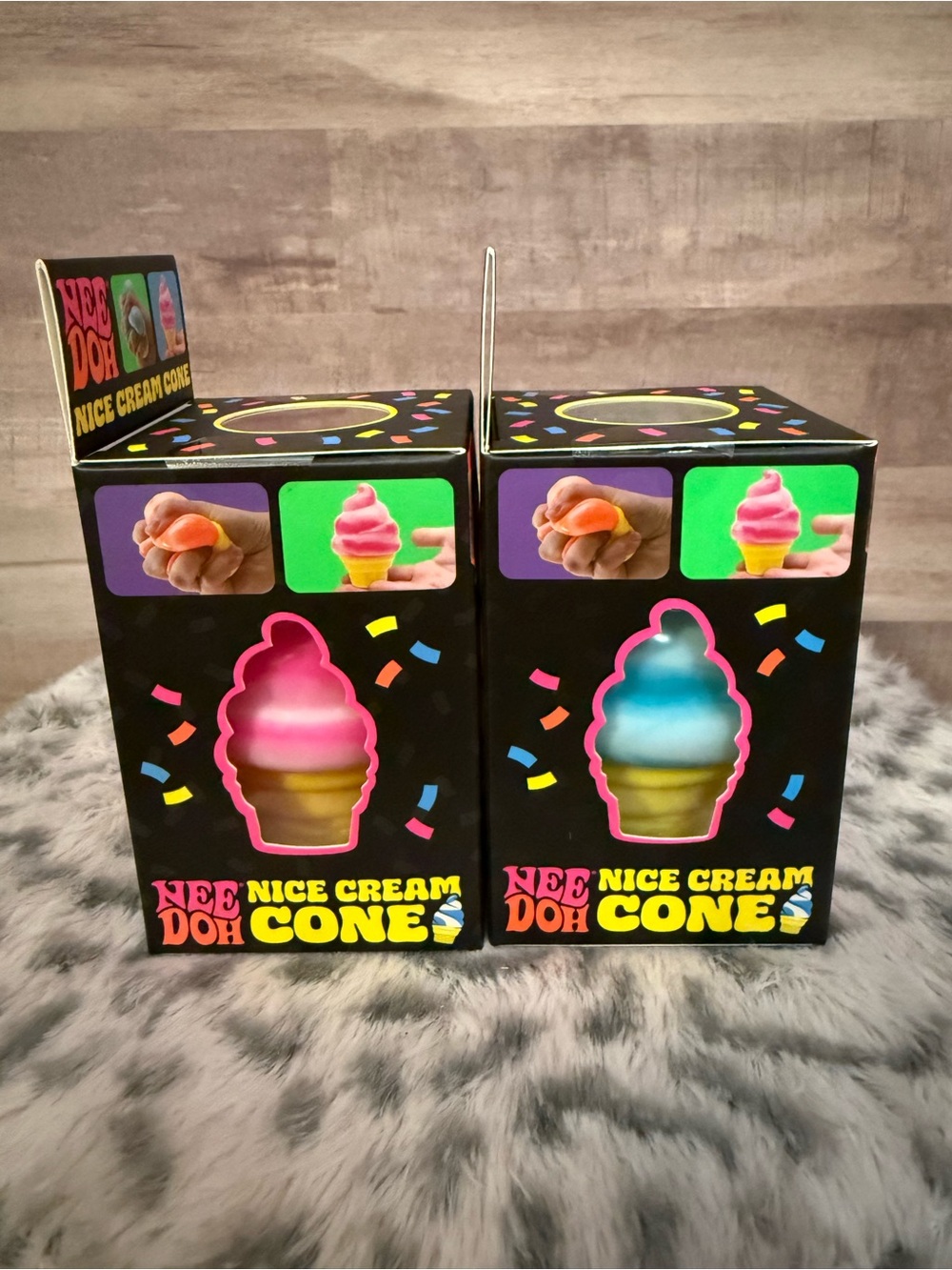 NeeDoh Nice Cream Cone Squishy Toy - Pink & Blue - Picture 3 of 6